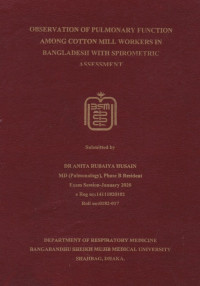 Image of Observation of Pulmpnary Function Among Cotton Mill Workers in Bangladesh with Spirometric Assessment