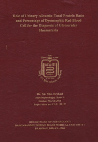 Image of Role of Urinary Albumin-Total Protein ratio And Percentage of Dysmorphic Red Blood Cell for the Diagnosis od Glomerular Haematuria