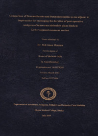 Image of Comparison of Dexamethasone  and Dexmedetomidine as an Adjunct to Bupivacaine for Polonging the Duration of Post Operative Analgesia of Tansverses Abdominis Plane Block in Lower Segment Caesarean Section
