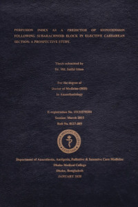Image of Perfusion Index as a Predictor of Hypotension Following Subarachnoid Block in Elective Caesarean Section : A Prospective Study