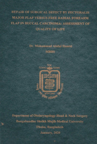 Image of Repair of Surgical Defect by Pectoralis Major Flap Versus Free Radial Forearm Flap in Buccal Carcinoma : Assessment of Quality of Life