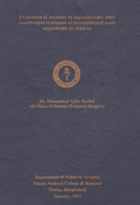 Image of Evaluation of Necessity of Appendectomy After Conservative Treatment of Uncomplicated Acute Appendicitis in Children