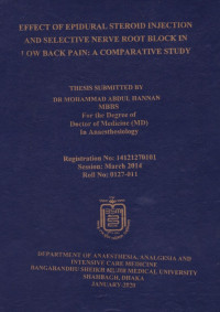 Image of Effect of Epidural Steroid Injection and Selective Nerve Root Block in Low Back Pain: A Comparative Study