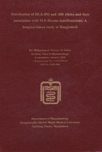 Image of Distribution  of HLA-DQ and -DR Alleles  and Their Association with SLE  Disease Manifestations: A Hospital-Based  Study in Bangladesh