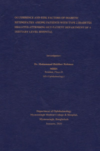 Image of Occurrence and Risk Factors of Diabetic Retinopathy Among  Patients with Type 2 Diabetes Mellitus Attending Out-Patient Department of a Tertiary Level Hospital