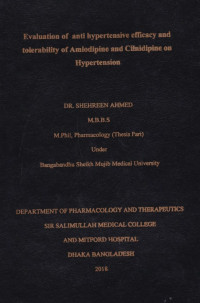 Image of Evaluation of Anit Hypertensive Efficacy and Tolerability of Amlodipine and Cilnidipine on Hypertension