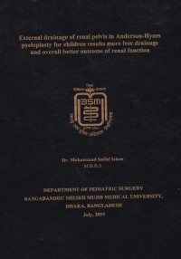 Image of External Drainage of Renal Pelvis in Anderson-Hynes Pyeloplasty for Children Results more Free Free Drainage and Overall Better Outcome of Renal Function