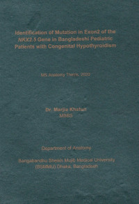 Image of Identification of Mutation in Exon2 of  the NKX2.5 Gene in Bangladeshi Pediatric Patients with Congenital Hypothyroidism