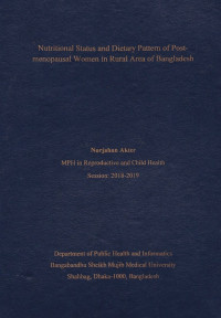 Image of Nutritional Status and Dietary Pattern of Post-Menopausal Women in Rural Area Of Bangladesh
