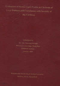 Image of Evaluation of Serum Lipid Profile in Cirrhosis of Liver Patients and Correlation with Severity of the Cirrhosis