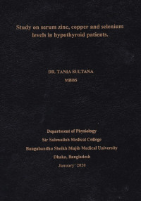 Image of Study on serum zinc, copper and selenium levels in hypothyroid patients