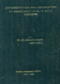 Image of Job Description And Job Relation Of Grass Root Level H. & F.P. Workers And Suggestions For Improvement In The Context Of Integrated Health And Family Planning Services