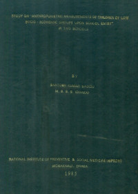 Image of Study On Anthropometric Measurements Of Children Of Low Socio- Economic Groups Upon School Entry In Two Schools