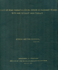 Image of Study Of Some Haematological Indices In Pregnant Women With And Without Iron Therapy