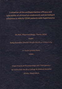Image of Evaluation of the antihypertensive efficacy and tolerability of olmesartanmedoxomil and perindopril erbumine in elderly T2DM patients with hypertension