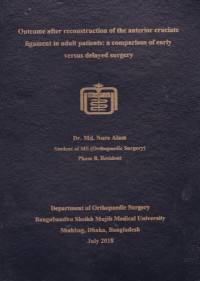 Image of Outcome after reconstruction of the anterior cruciate ligament in adult patients: a comparison of early versus delayed surgery