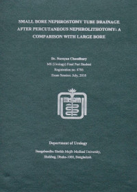 Image of SMALL BORE NEPHROSTOMY TUBE DRAINAGE AFTER PERCUTANEOUS NEPHROLITHOTOMY : A COMPARISON WITH LARGE BORE