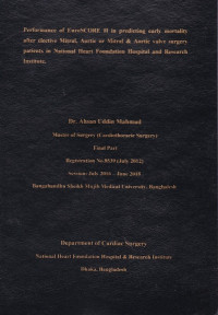 Image of Performance of EuroSCORE II in predicting early mortality after elective Mitral, Aortic or Mitral & Aortic valve surgery patients in National Heart Foundation Hospital and Research Institute