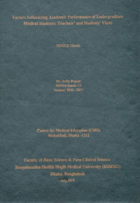 Image of Factors Influencing Academic Performance of Undergraduate Medical Students: Teachers' and Students' Views
