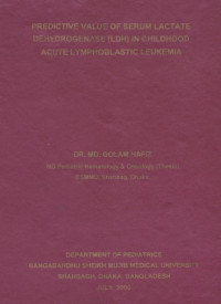 Image of Predictive value of serum lactate dehydrogenase in childhood acute lymphoblastic leukemia